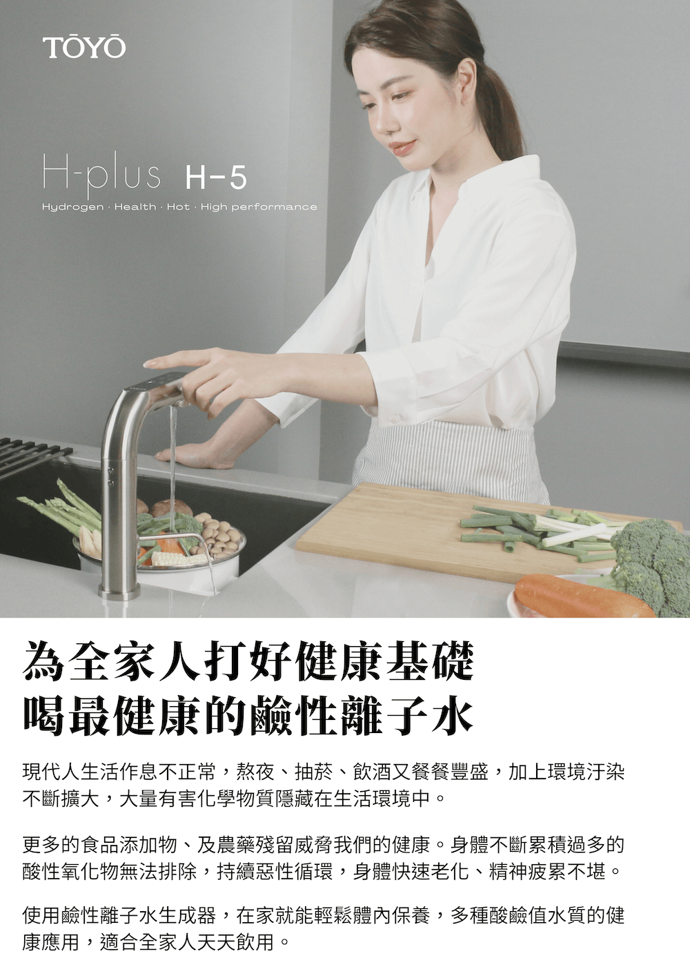 TOYO 東洋歐帝克 H-5 廚下一體 鹼性離子水飲水機