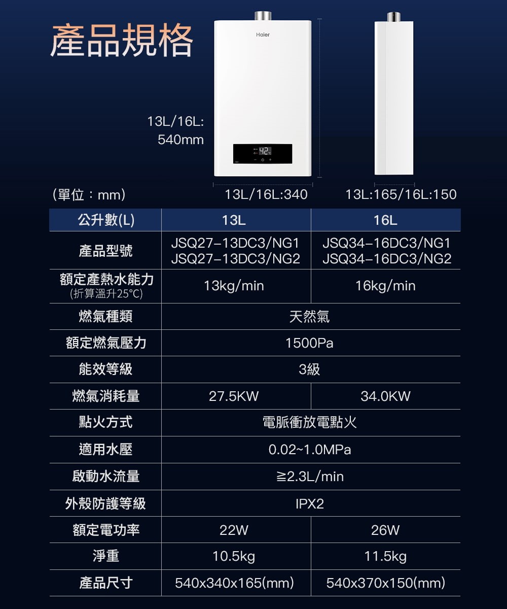 DC3 節能恆溫熱水器 (天然氣專用)
